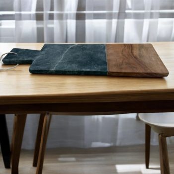 Verdant Marble and Wood Platter